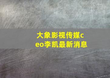 大象影视传媒ceo李凯最新消息