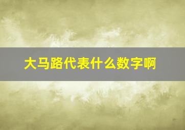 大马路代表什么数字啊