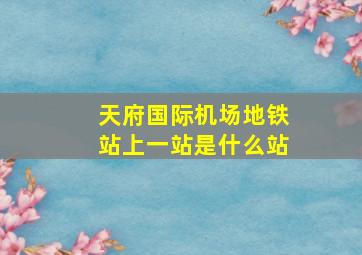 天府国际机场地铁站上一站是什么站