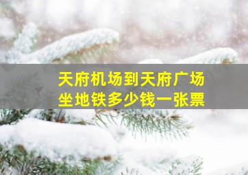 天府机场到天府广场坐地铁多少钱一张票