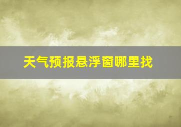 天气预报悬浮窗哪里找