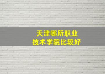 天津哪所职业技术学院比较好