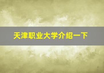 天津职业大学介绍一下