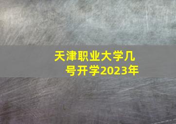 天津职业大学几号开学2023年