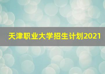 天津职业大学招生计划2021