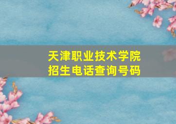 天津职业技术学院招生电话查询号码