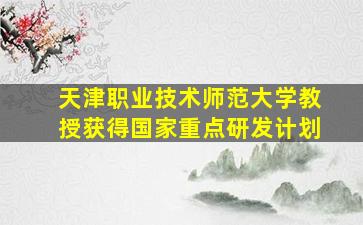 天津职业技术师范大学教授获得国家重点研发计划