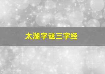 太湖字谜三字经