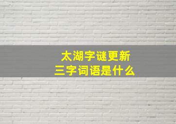 太湖字谜更新三字词语是什么