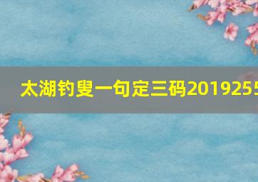 太湖钓叟一句定三码2019255