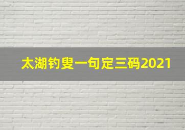 太湖钓叟一句定三码2021