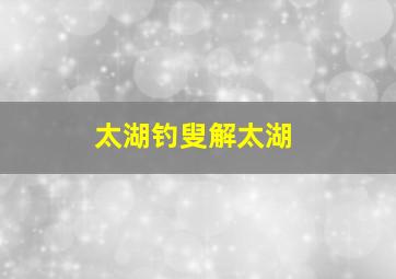 太湖钓叟解太湖