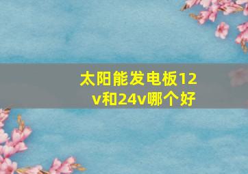 太阳能发电板12v和24v哪个好