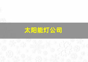 太阳能灯公司