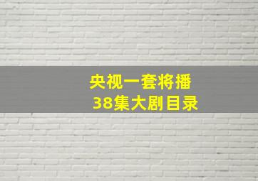 央视一套将播38集大剧目录