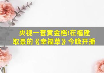 央视一套黄金档!在福建取景的《幸福草》今晚开播