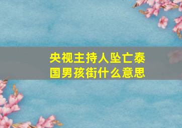 央视主持人坠亡泰国男孩街什么意思