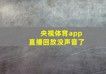 央视体育app直播回放没声音了