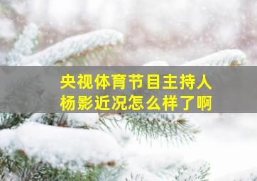 央视体育节目主持人杨影近况怎么样了啊