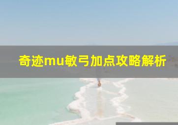 奇迹mu敏弓加点攻略解析