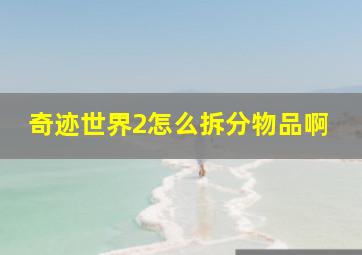 奇迹世界2怎么拆分物品啊