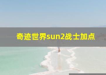 奇迹世界sun2战士加点