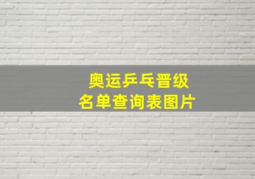 奥运乒乓晋级名单查询表图片