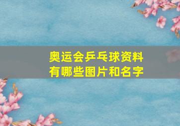 奥运会乒乓球资料有哪些图片和名字