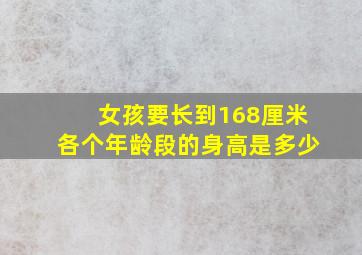 女孩要长到168厘米各个年龄段的身高是多少