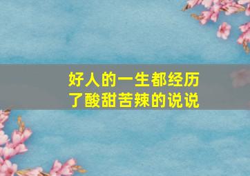 好人的一生都经历了酸甜苦辣的说说