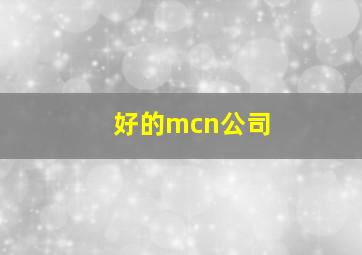 好的mcn公司