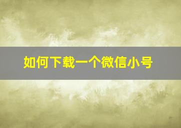 如何下载一个微信小号