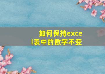 如何保持excel表中的数字不变