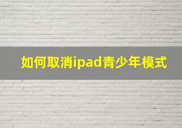 如何取消ipad青少年模式