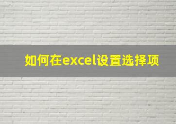 如何在excel设置选择项