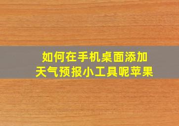 如何在手机桌面添加天气预报小工具呢苹果