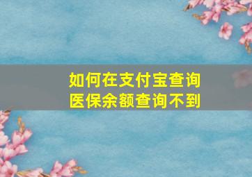 如何在支付宝查询医保余额查询不到