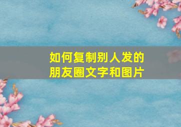 如何复制别人发的朋友圈文字和图片