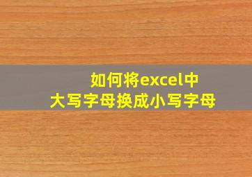 如何将excel中大写字母换成小写字母