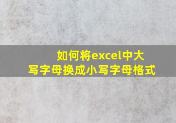 如何将excel中大写字母换成小写字母格式