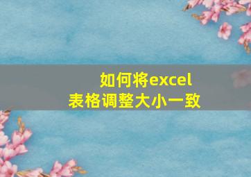 如何将excel表格调整大小一致