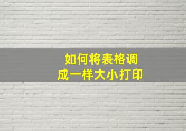 如何将表格调成一样大小打印