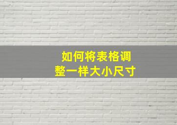 如何将表格调整一样大小尺寸