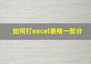 如何打excel表格一部分