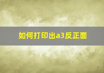 如何打印出a3反正面