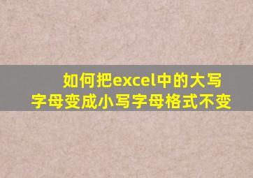 如何把excel中的大写字母变成小写字母格式不变