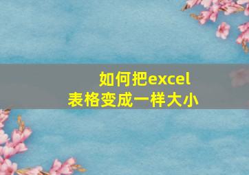 如何把excel表格变成一样大小