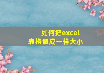 如何把excel表格调成一样大小