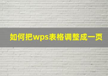 如何把wps表格调整成一页