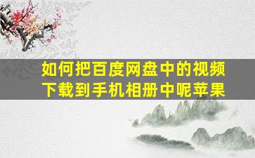 如何把百度网盘中的视频下载到手机相册中呢苹果